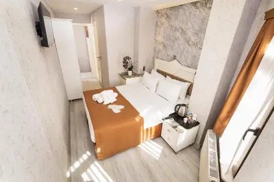 an overhead view of a hotel room with a bed at Kupa HOTEL in Istanbul