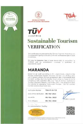a white and green document with a certificate at Maranda Suit Hotel in Istanbul