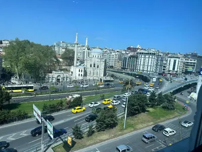 a busy city street with cars on a highway at Maranda Suit Hotel in Istanbul