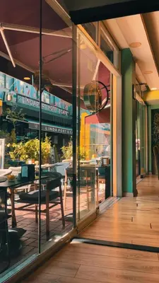 a view of a restaurant through the windows of a building at Golden Sail Hotel Old City in Istanbul
