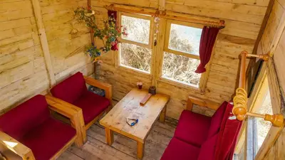 an overhead view of a room with a table and chairs at Sahil Kamp İstanbul Hotel in Sile