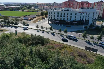 an aerial view of a street in a city at BUSINESS EXPRESS HOTEL in Tekirdag