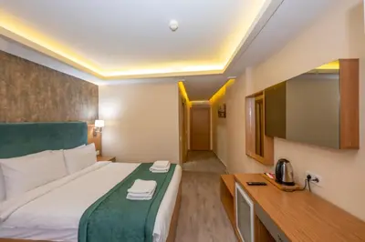 a hotel room with a bed and a television at The Hotel Devman & Terrace in Istanbul