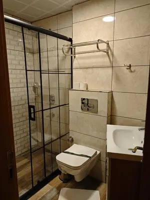a bathroom with a toilet and a sink and a shower at The Hotel Devman & Terrace in Istanbul