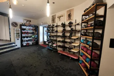 a room with a bunch of shoes on the wall at Oksijen Zone Hotel & Spa - Full Board Plus in Uludag