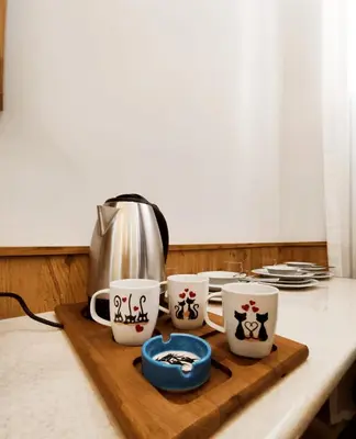 a group of coffee cups sitting on a counter at Life Span Hotels in Istanbul