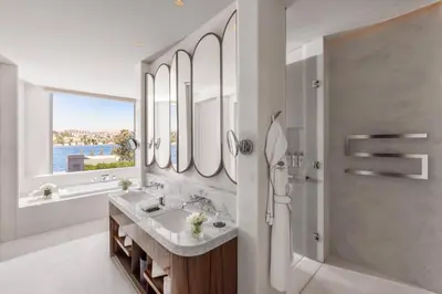a bathroom with a sink and a mirror at Mandarin Oriental Bosphorus, Istanbul in Istanbul