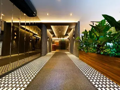 a hallway of a building with plants at Weingart Istanbul in Istanbul