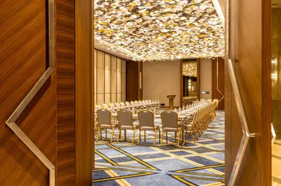 a conference room with a row of chairs and a table at Birun Ada Hotel in Istanbul