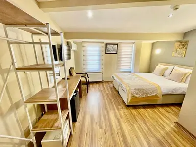 a bedroom with a bunk bed and a ladder at Timeks Hotel Sultanahmet in Istanbul