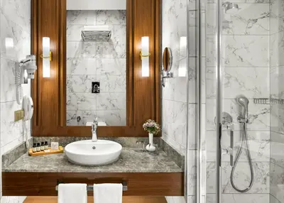 a bathroom with a sink and a shower at Aspera Hotel Golden Horn in Istanbul