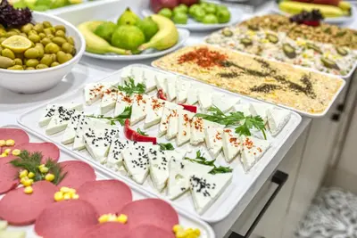 a buffet with many different types of food at Florina Hotel in Istanbul