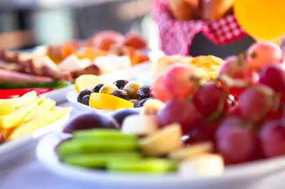 a table with plates of different types of food at HOTEL BRONTE in Istanbul