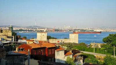 a view of a city with a river and buildings at Cape Palace Hotel in Istanbul
