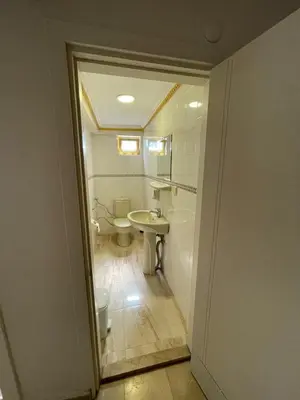 a bathroom with a toilet and a sink and a mirror at EVİM APART HOTEL in Termal