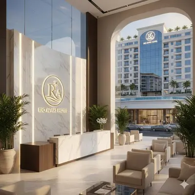 a lobby of a hotel with chairs and a sign at Rio Suite Hotel in Istanbul