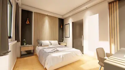a bedroom with a white bed and a window at Antik Houses in Istanbul