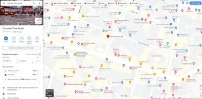 a screenshot of a google maps page with a map at Ottoman Time Hotel in Istanbul
