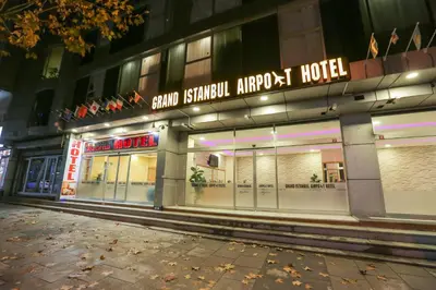 an empty street in front of a hotel at night at Grand İstanbul Airport Hotel in Istanbul