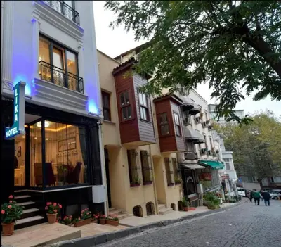 a building on the side of a street at Lika Hotel - Eco Double Room - Center Istanbul in Istanbul