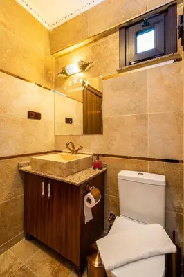 a bathroom with a toilet and a sink at The First Ottoman Dream in Istanbul
