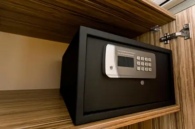 a microwave oven sitting on a shelf in a room at Gülec Konak Hotel in Istanbul