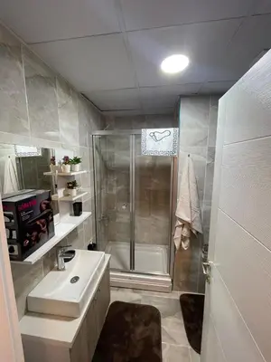 a bathroom with a shower and a sink at King Suite BH37 in Istanbul