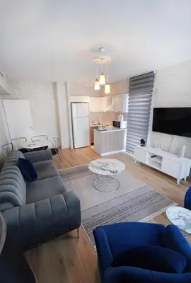 a living room with a couch and a tv at King Suite SS7 in Istanbul
