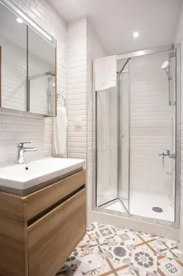 a bathroom with a sink and a shower at Seven Studıos Sultanahmet in Istanbul