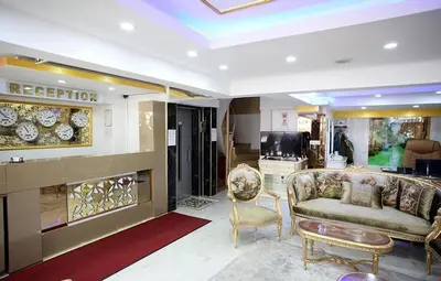 a living room with a couch and chairs in a store at Metrolux Hotel in Istanbul