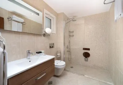 a bathroom with a toilet and a sink and a shower at Recital Park Hotel in Istanbul