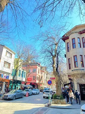 a city street with cars parked on the street at Kuzguncuk View in Istanbul