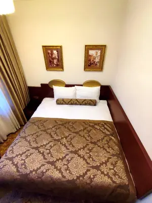 a bedroom with a large bed with a brown blanket at HOTEL EURO DIAMOND in Istanbul