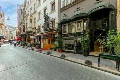 an empty street in a city with buildings at Lavanta Hotel in Istanbul