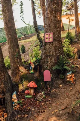 a pretend forest with two trees and a mushroom house at Sapanca Casamia Suit in Sapanca