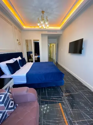 a bedroom with a bed and a tv and a couch at Princely Suites Nişantaşı in Istanbul