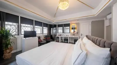 a bedroom with a large white bed in a room at Loop Hotel Bosphorus İstanbul in Istanbul