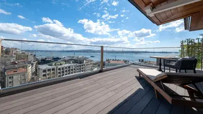 a balcony with a view of a city at Loop Hotel Bosphorus İstanbul in Istanbul