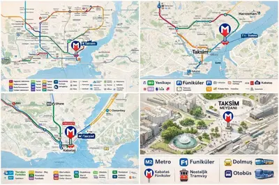 a map of the itinerary for tourist attraction at La Pera Suites Hotel in Istanbul
