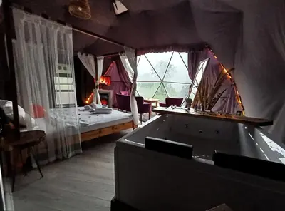a room with a pool table and a bed at ME-GA Glamping in Sapanca