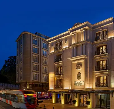 a building with a bus in front of it at Romance Istanbul Hotel Boutique Class in Istanbul