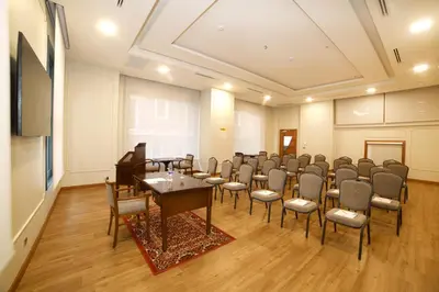 a conference room with a table and chairs at Erboy Hotel Istanbul Sirkeci in Istanbul