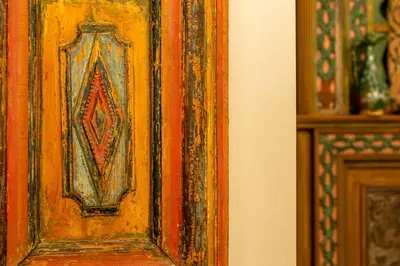 a close up of a painting on a wall at Hotel Sultanhan - Special Category in Istanbul
