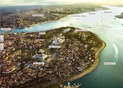 an aerial view of a city next to the water at The And Hotel Sultanahmet - Special Category in Istanbul
