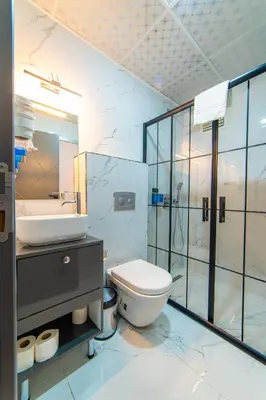 a bathroom with a toilet and a sink at Miss Royal Hotel & SPA in Istanbul