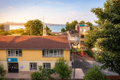 an overhead view of a street in a town with houses at Sultanahmet Center View Apart Hotel in Istanbul