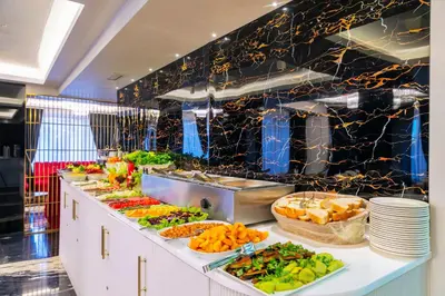 a buffet line with many different types of food at Silvana Hotel in Istanbul