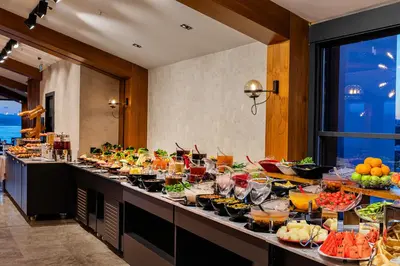 a buffet line with many different types of food at Demiray Hotel Old City in Istanbul