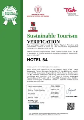 a ticket for a hotel with a green and white document at Hotel54 in Sakarya