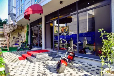 a scooter parked in front of a store at LOCA Suit LİFE AİRPORT HOTEL in Istanbul